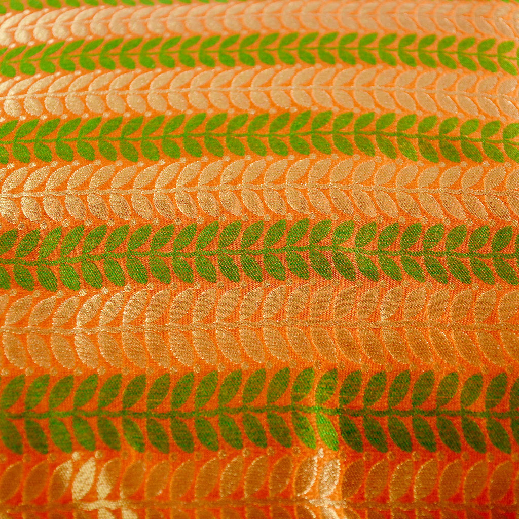 Orange and Green Silk Pillow Cover