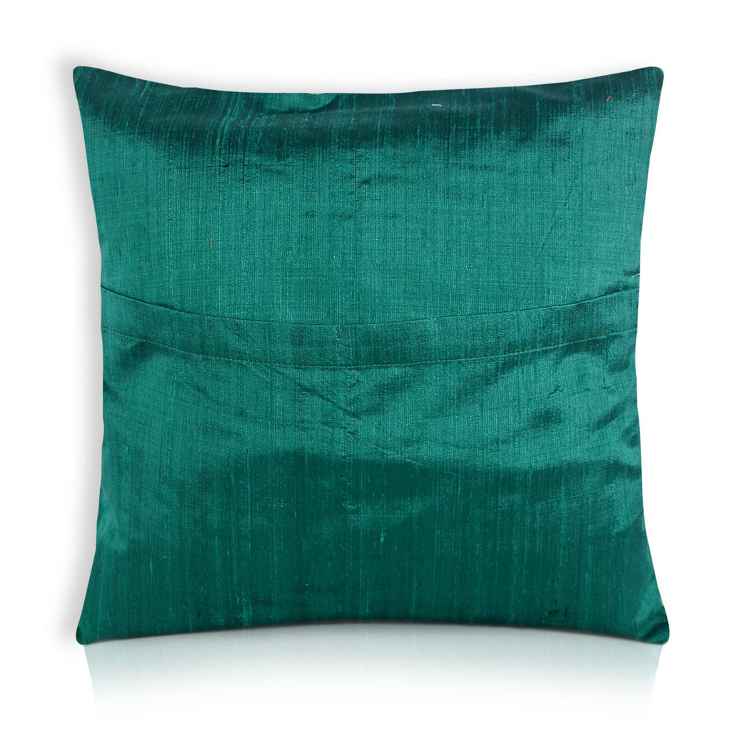 Teal and Red Raw Silk Pillow Cover