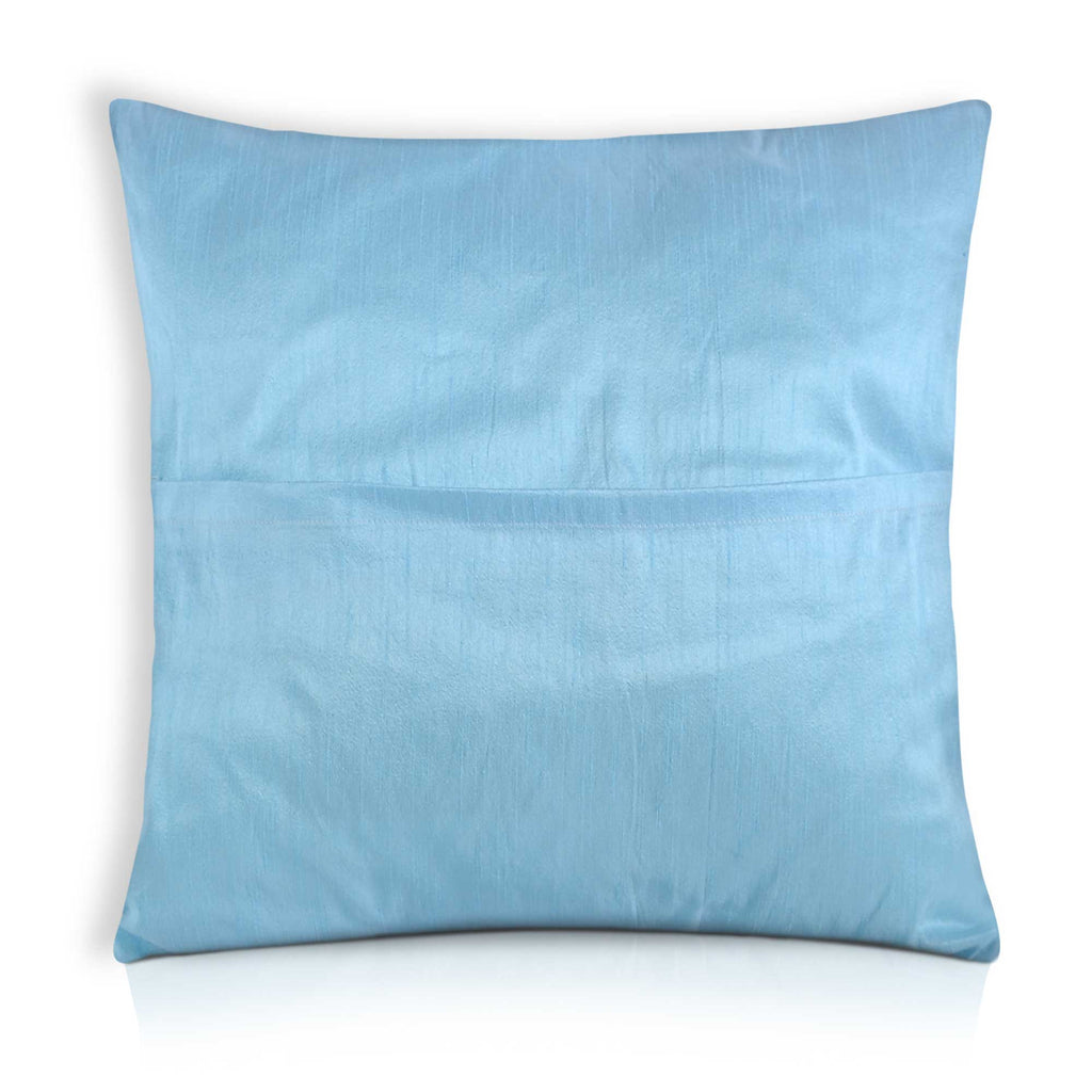 Teal and Gold Floral Chanderi Silk Pillow Cover