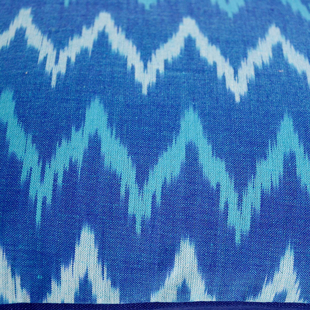 Turquoise Blue Ikat Cotton Pillow Cover