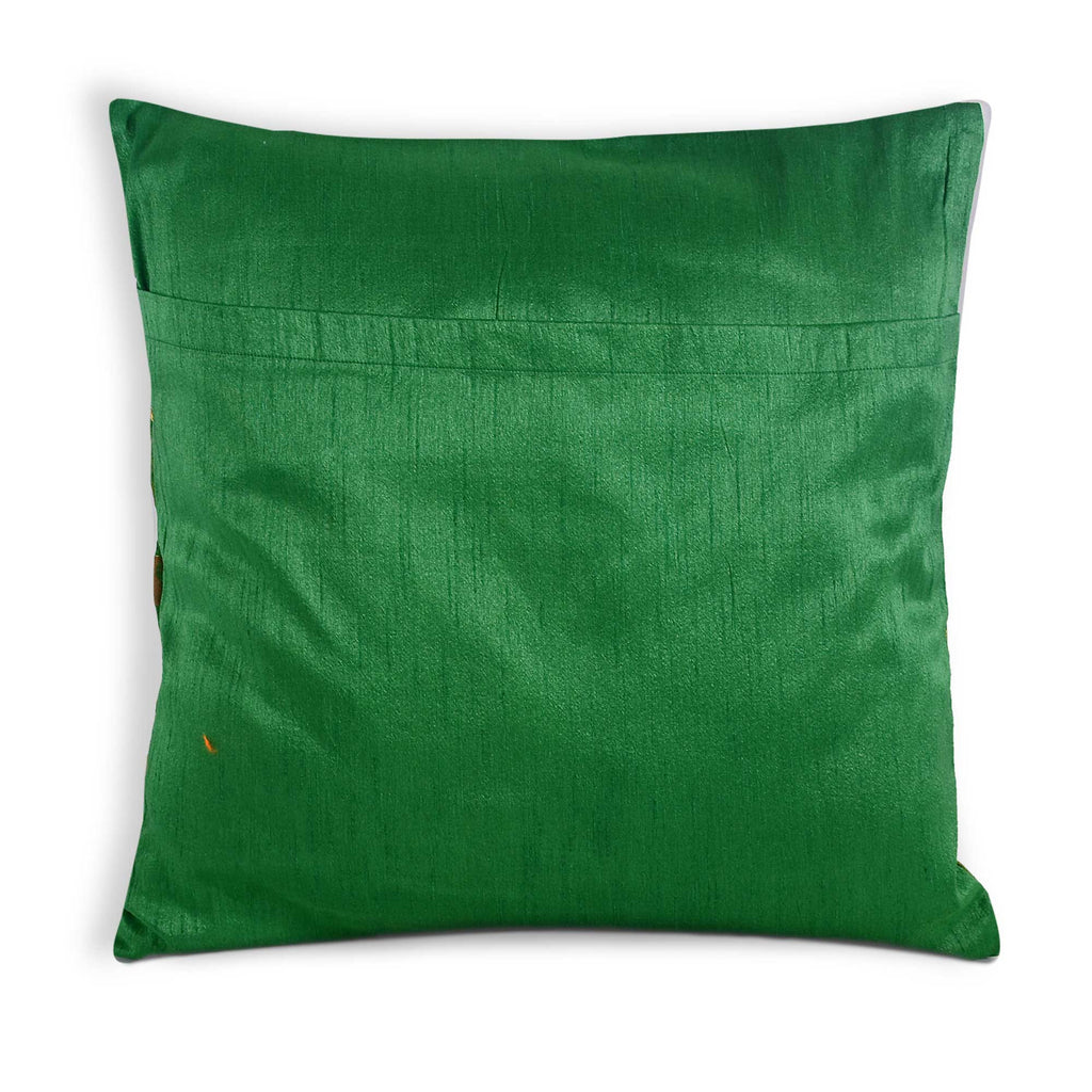 Green and Gold Silk Pillow