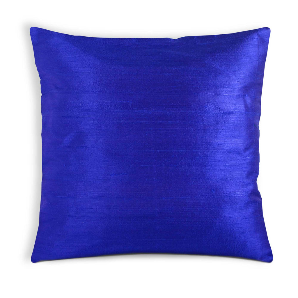 royal blue raw silk pillow cover