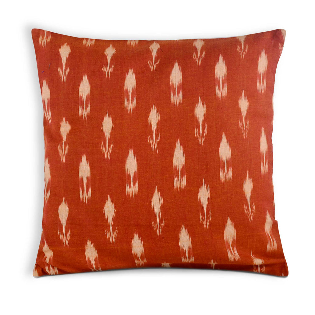 Rust and Beige handloom ikat pillow cover