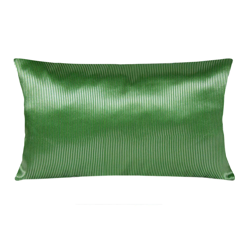 Green Silver Silk Lumbar Pillow Cover