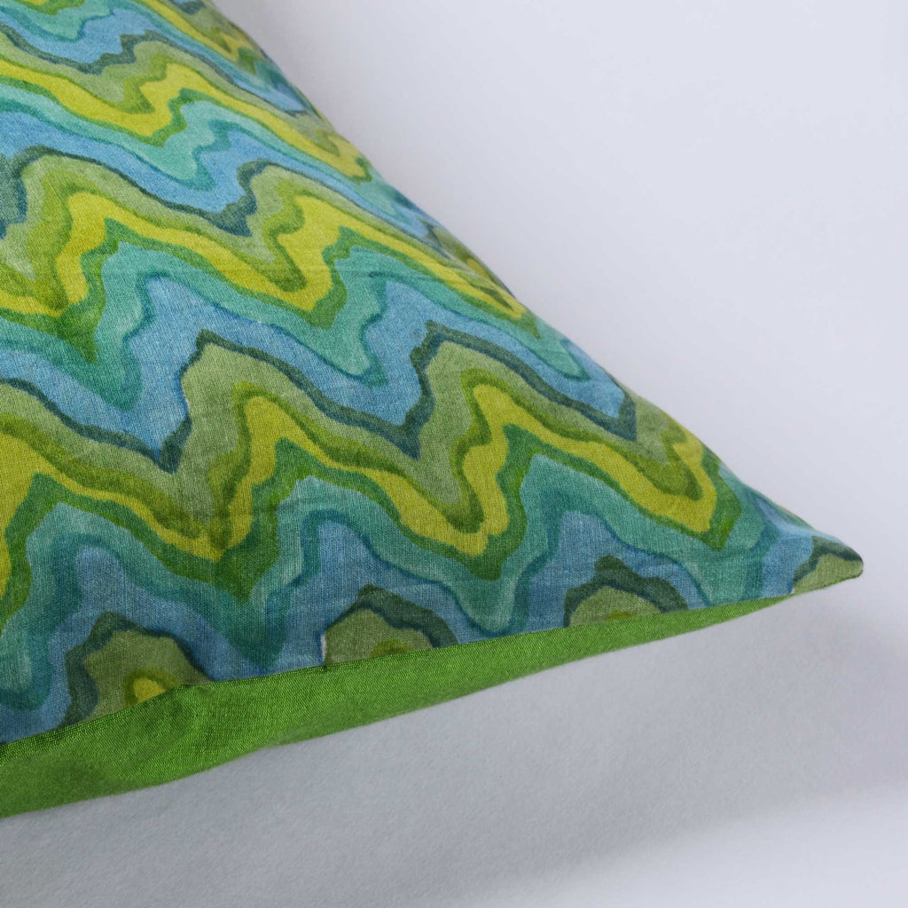 Spring Green Chanderi Silk Pillow Cover