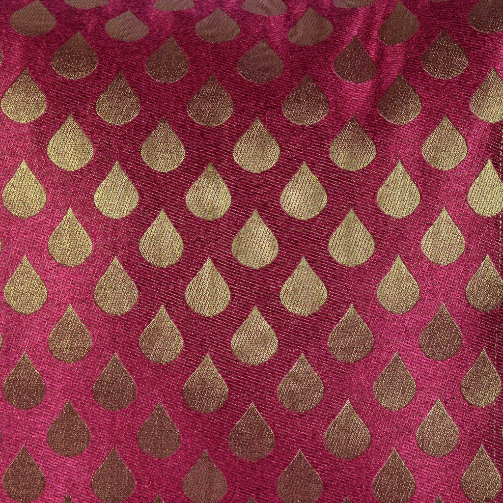Tear Drop Pink Gold Brocade Silk Cushion Cover