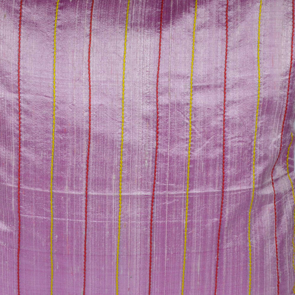 Baby Pink Raw Silk Kantha Pillow Cover