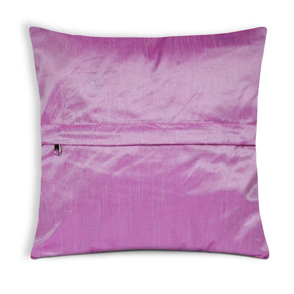 Baby Pink Raw Silk Kantha Pillow Cover