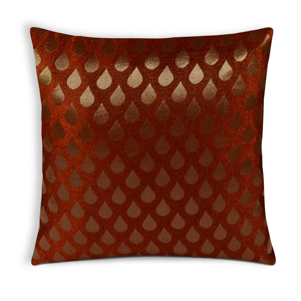 Tear Drop Rust Gold Brocade Silk Cushion Cover