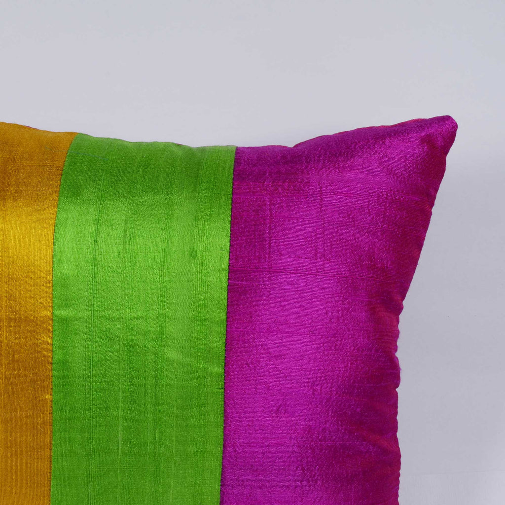 Colorblock Raw Silk Pillow Cover Buy Online from India