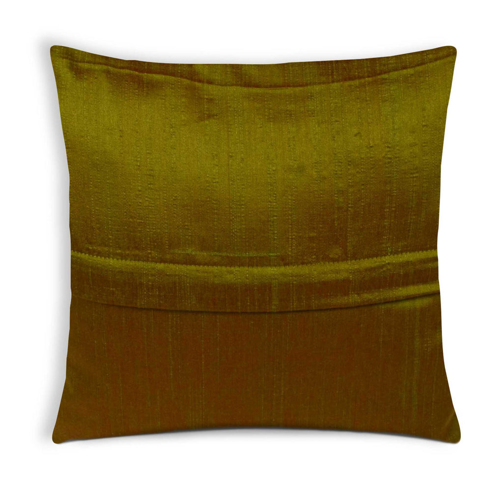 Tear Drop Mustard Olive Brocade Silk Cushion Cover Buy online from India