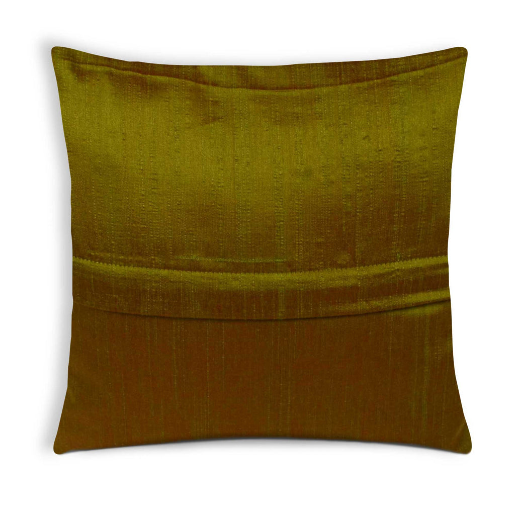 Tear Drop Olive Gold Brocade Silk Cushion Cover