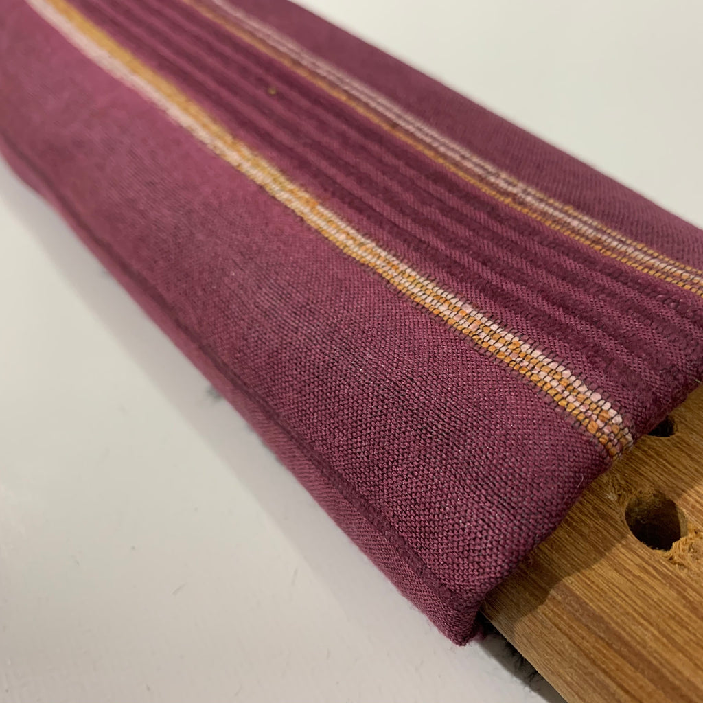 Burgundy Striped Ahimsa Tussar Pure Silk Fabric