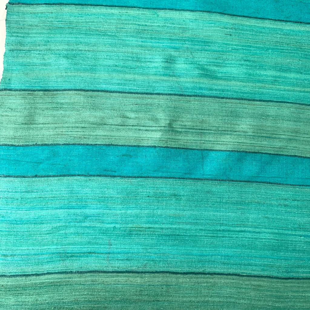 Sea Green Striped Ahimsa Tussar Pure Silk Fabric