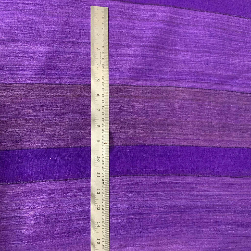 Purple Striped Ahimsa Tussar Pure Silk Fabric