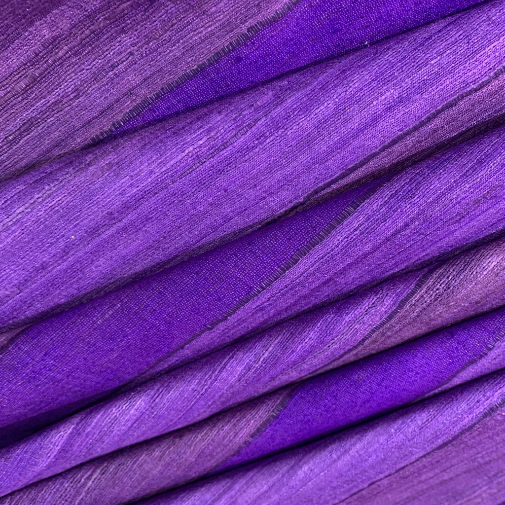 Purple Striped Ahimsa Tussar Pure Silk Fabric