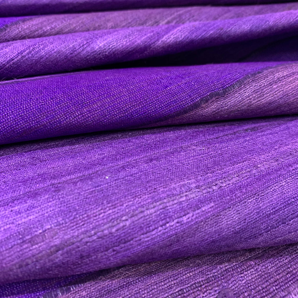 Purple Striped Ahimsa Tussar Pure Silk Fabric