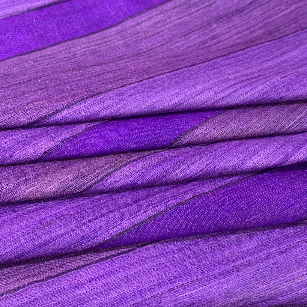 Purple Striped Ahimsa Tussar Pure Silk Fabric