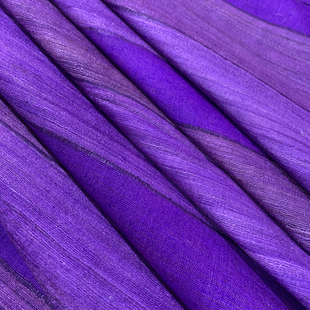 Purple Striped Ahimsa Tussar Pure Silk Fabric