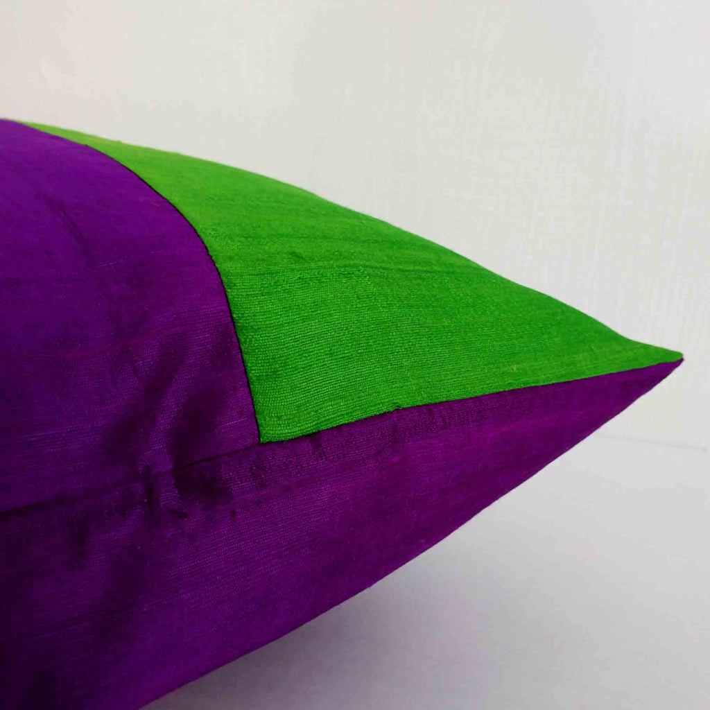 Purple Emerald Green Pillow Raw Silk Pillow Cover Buy Online from India
