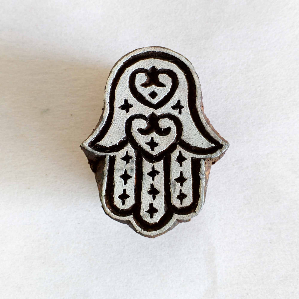 Hamsa Hand Wooden Stamp for Fabric Printing