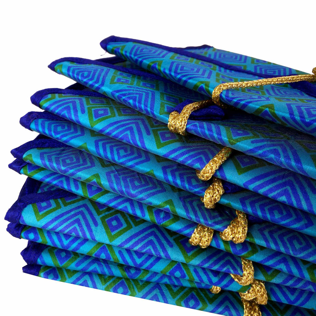Turquoise and Royal Blue Pure Silk Fabric Gift Envelopes