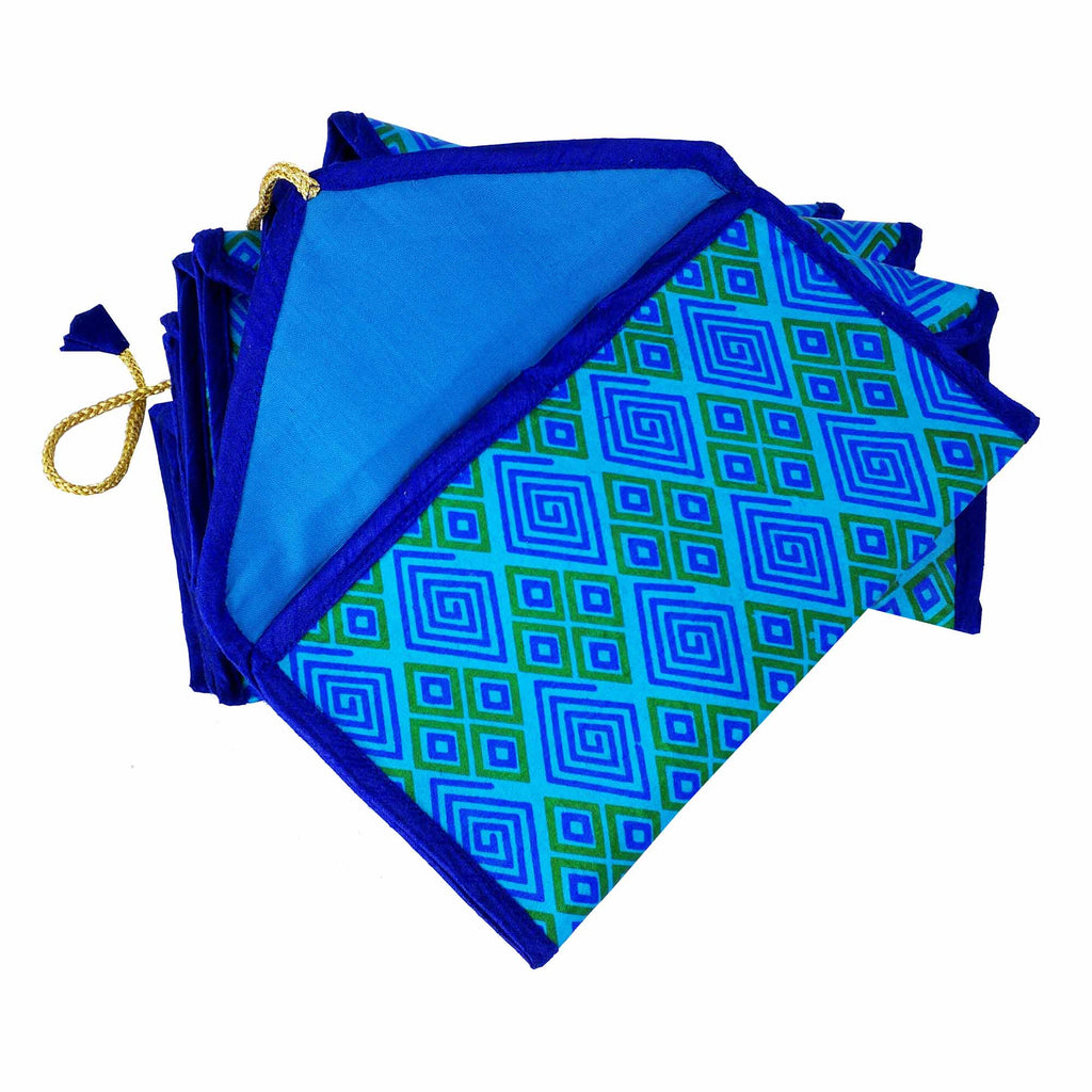 Turquoise and Royal Blue Pure Silk Fabric Gift Envelopes