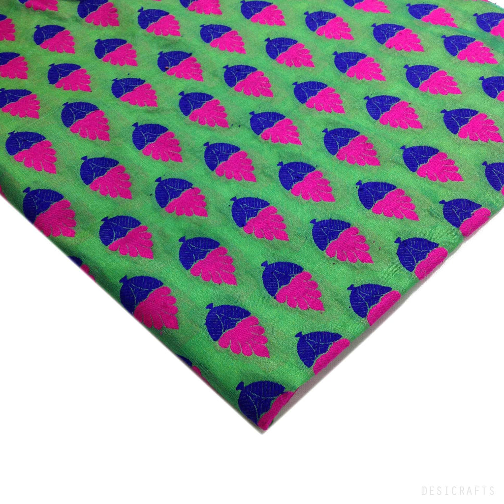Sea Green and Hot Pink Silk Fabric