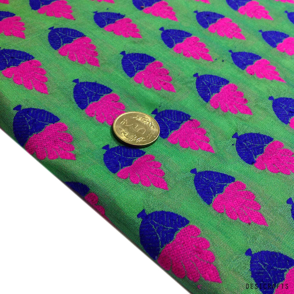 Sea Green and Hot Pink Silk Fabric