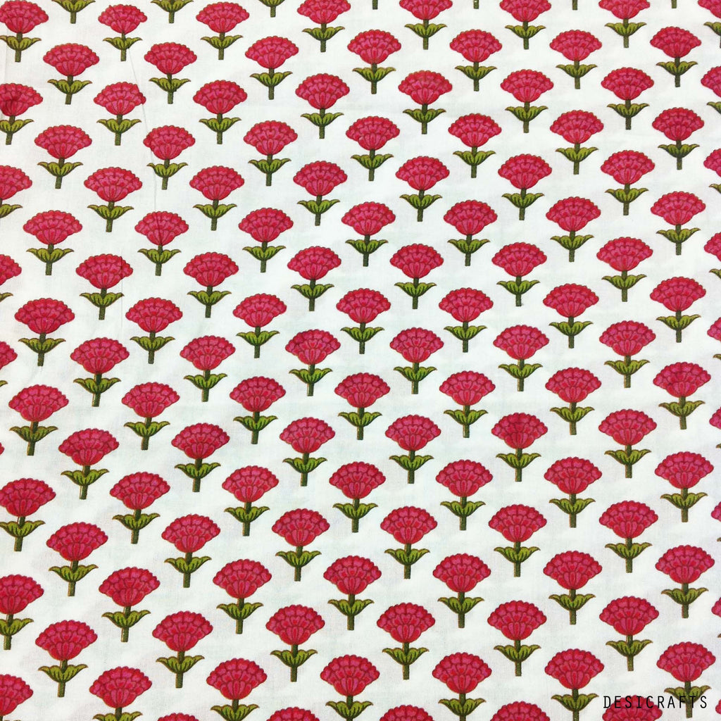 Tree Pattern Pink and White Cotton Fabric