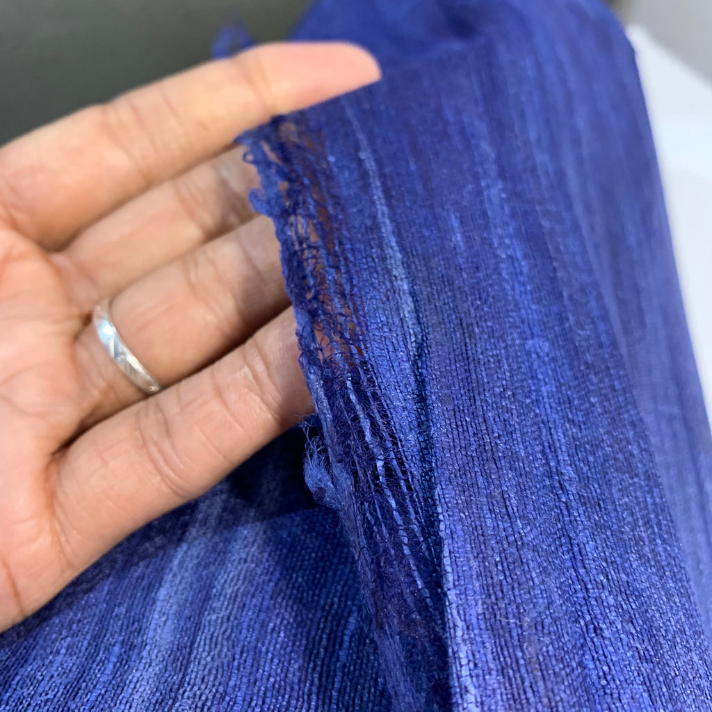 Midnight Blue Ahimsa Tussar Pure Silk Fabric