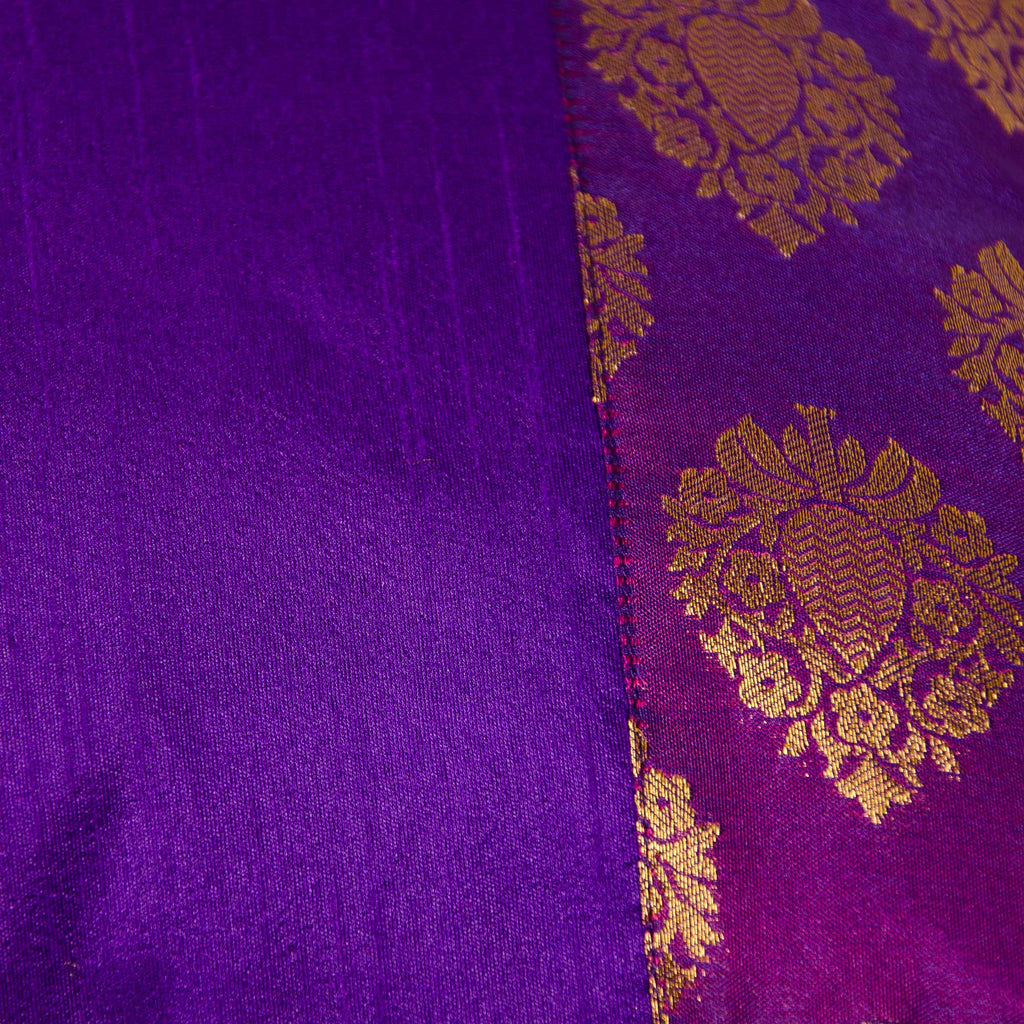 Purple and Gold Banaras Silk Pillow Cover