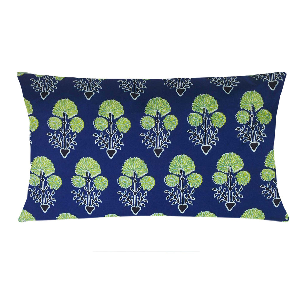 Blue and Green Floral Cotton Lumber Pillow Cover Buy Online From DesiCrafts