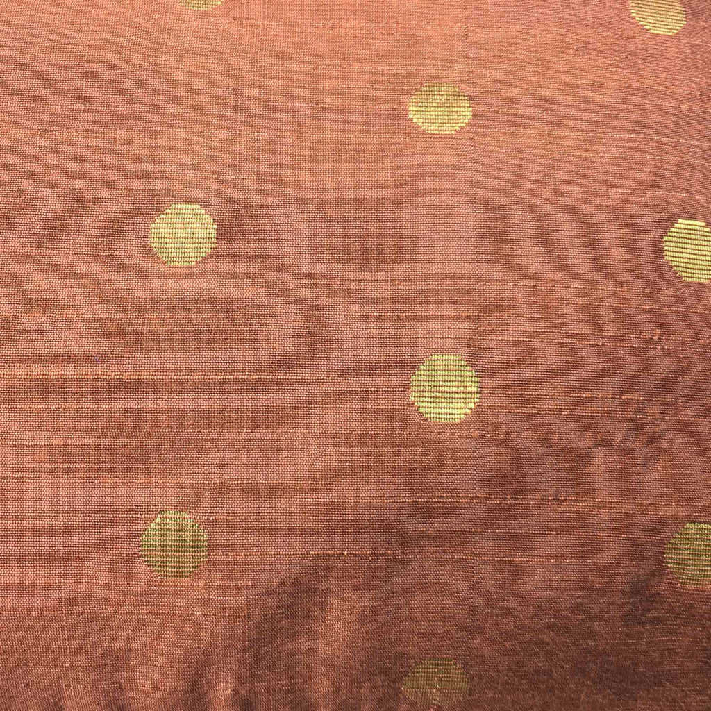 Brown and Gold Banarasi Silk Lumbar Cushion Cover