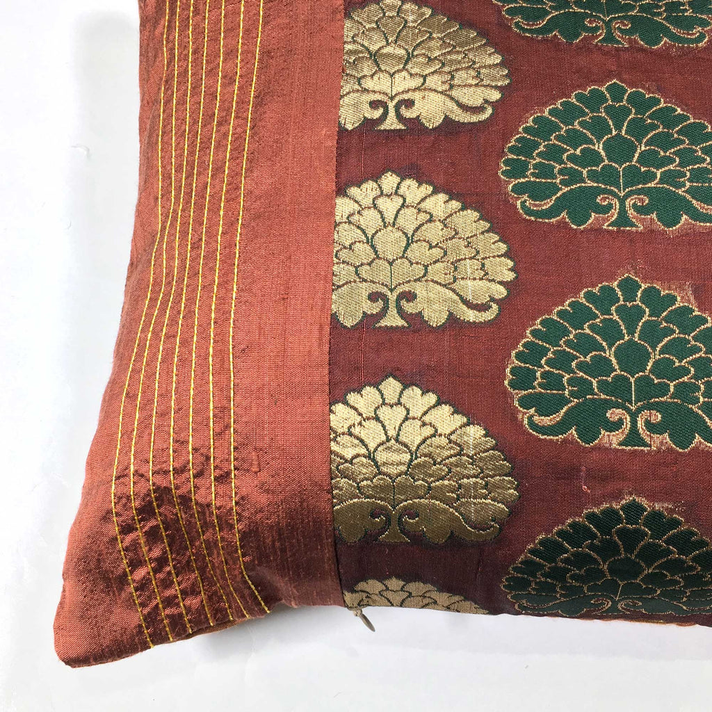 Kantha embroidery silk pillow cover buy online from DesiCrafts
