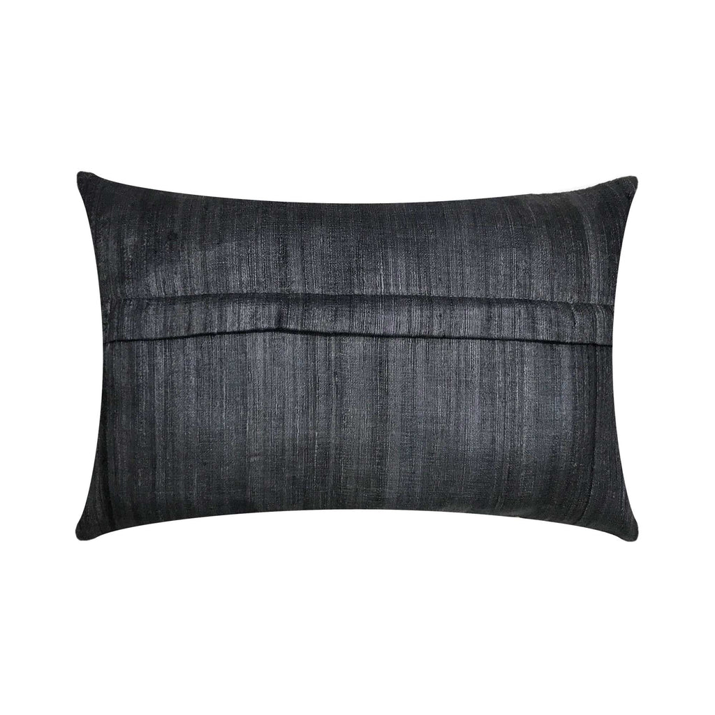 Charcoal Black Tussar Silk Lumbar Cushion Cover