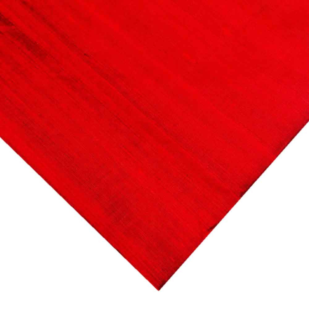 Deep Red Raw Silk Fabric