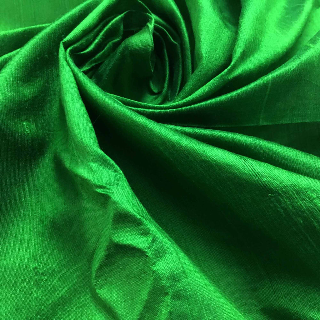 Handwoven Emerald Green Raw Silk Fabric