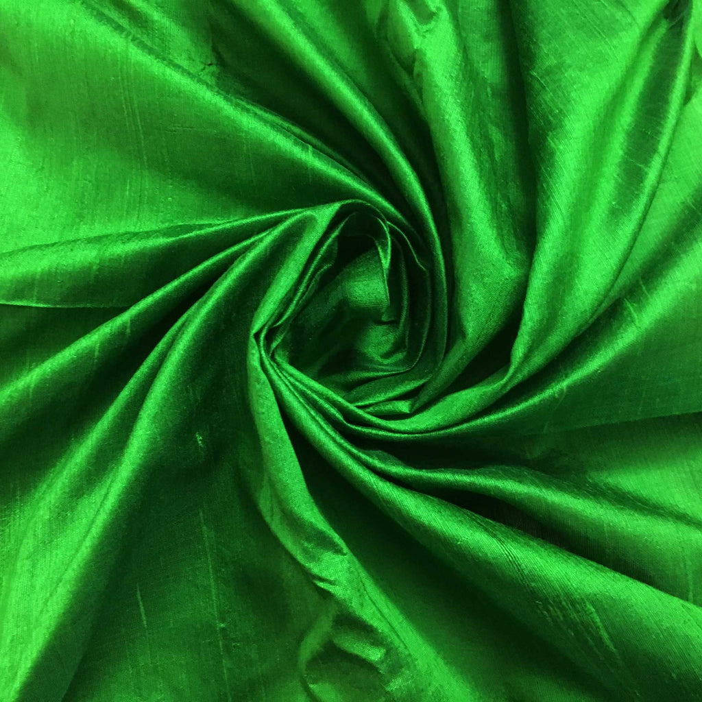Emerald Green Raw Silk Fabric