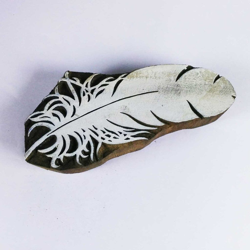 Big Feather Wooden Block Printing Stamp