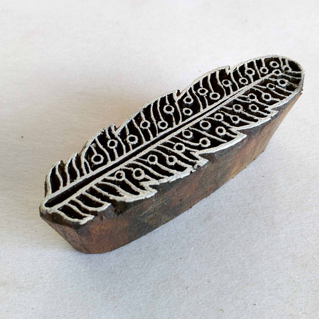 Feather Wooden Block Printing Stamp for Textile and Paper Printing