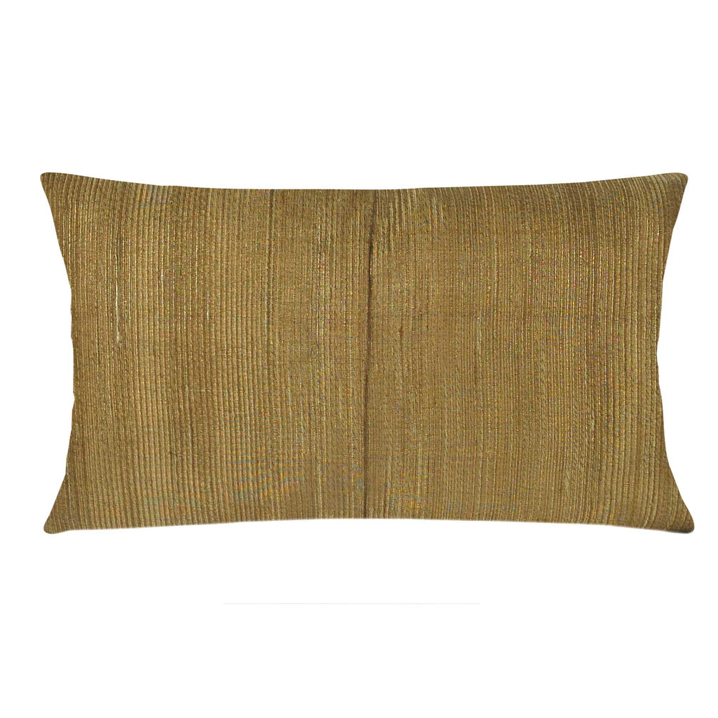 Hot Pink and Gold Moroccan Raw Silk Lumbar Pillow Cover