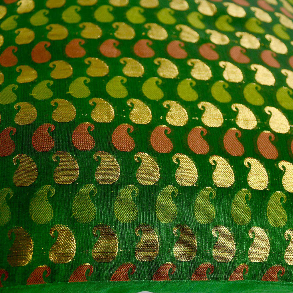 Green and Gold Silk Pillow