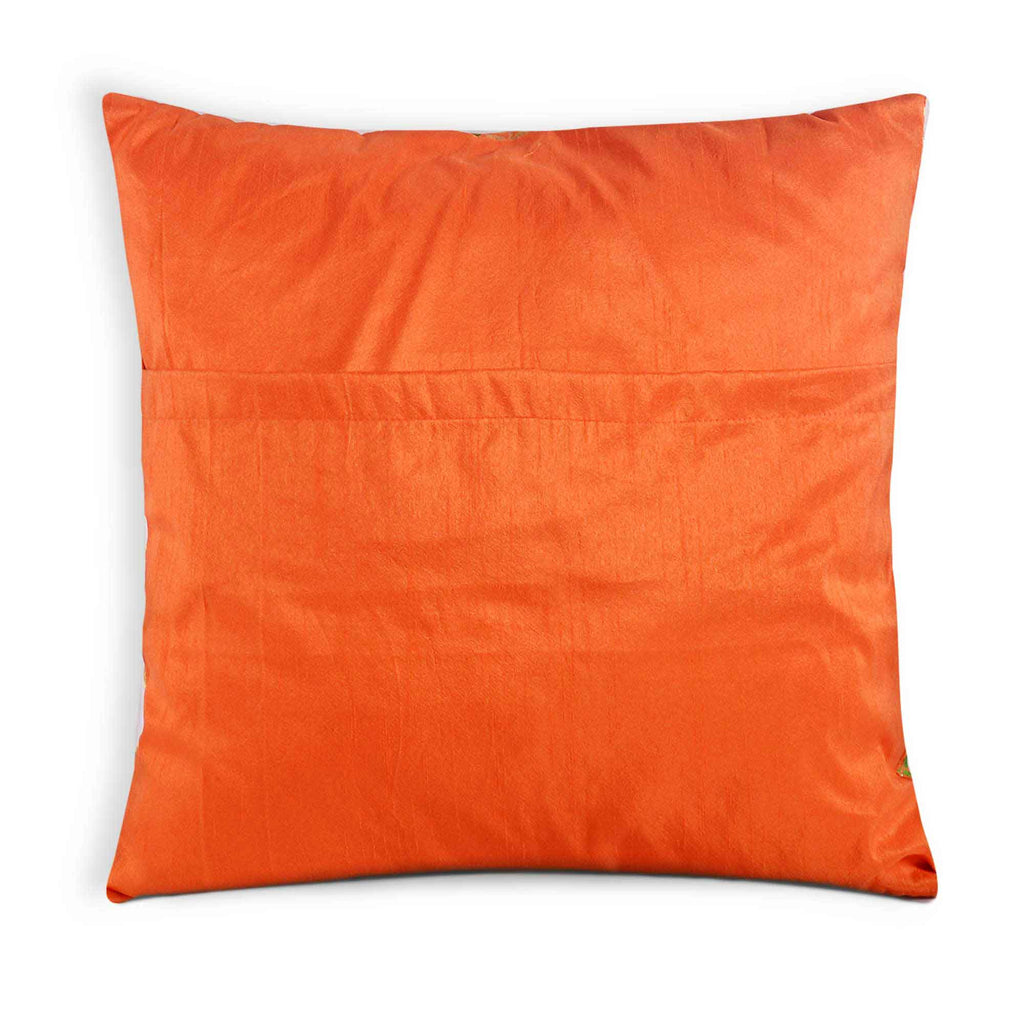 Orange and Green Silk Pillow Cover
