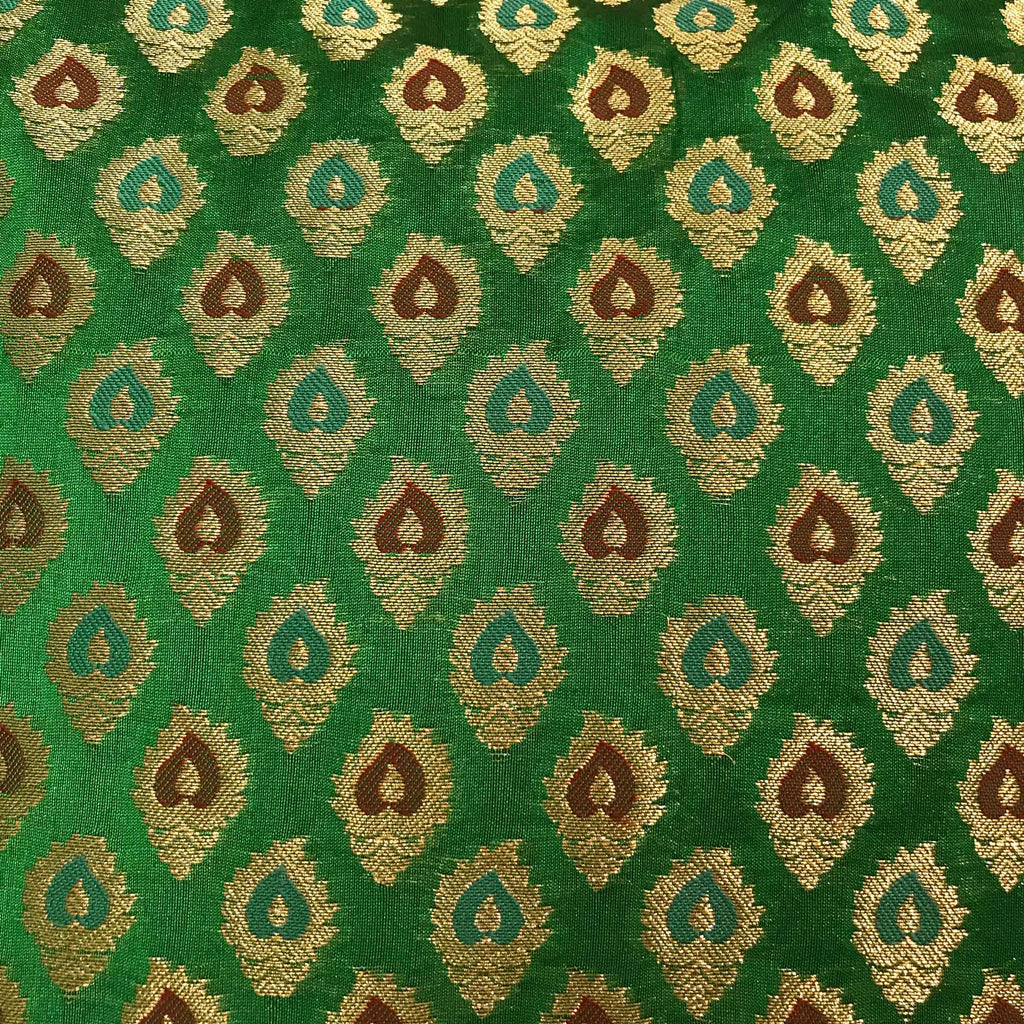 Green and Gold Banarasi Silk Cushions