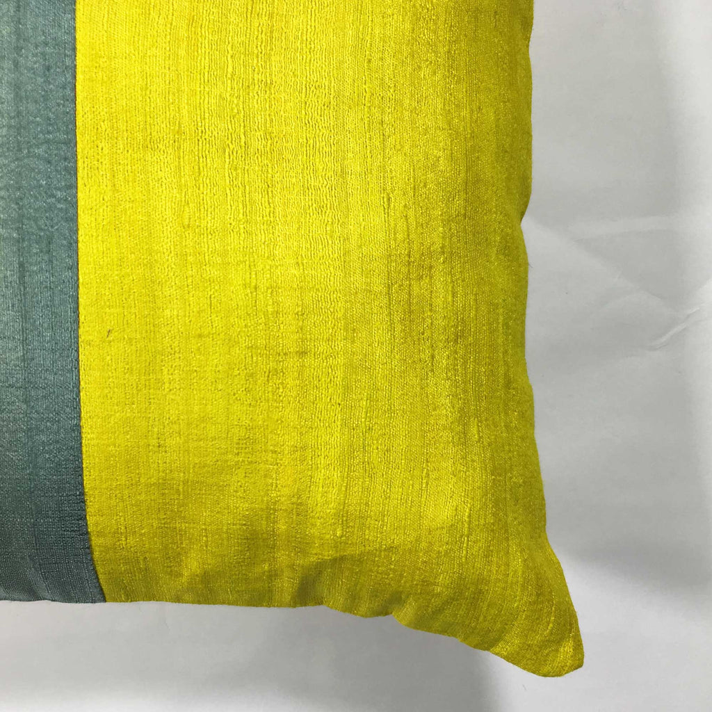 Indian Silk Pillow cover Grey and Mustard raw silk