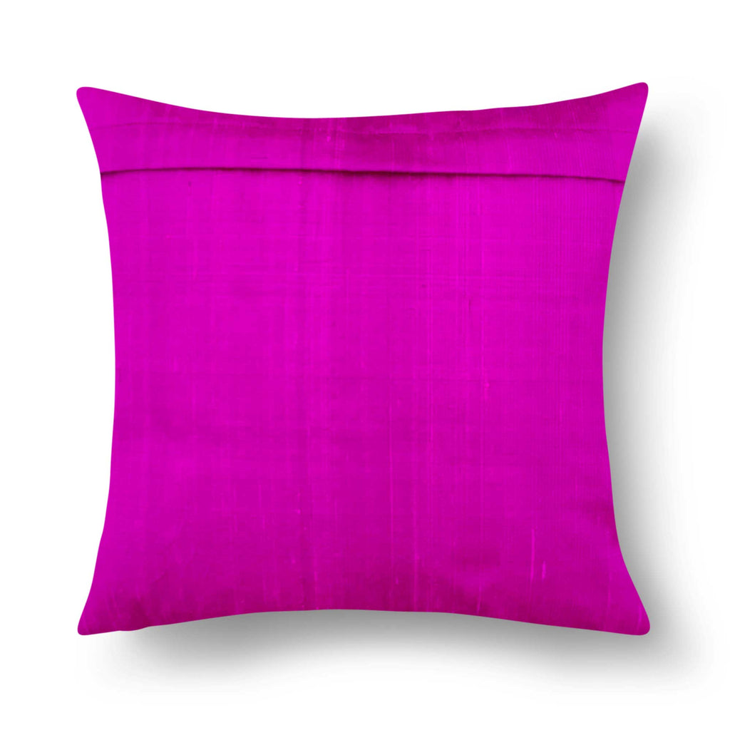 Hot Pink Raw Silk Pillow Cover