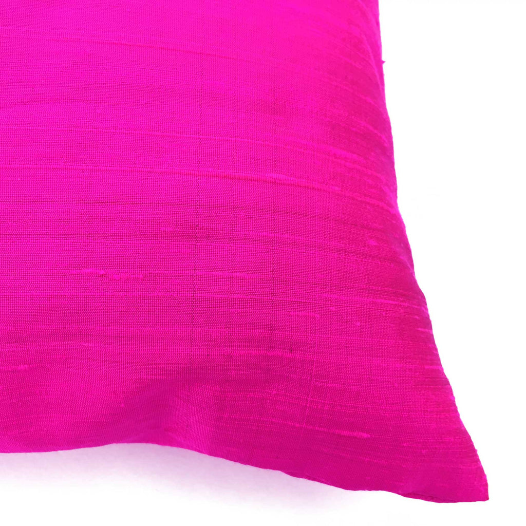 Hot Pink Raw Silk Pillow Cover