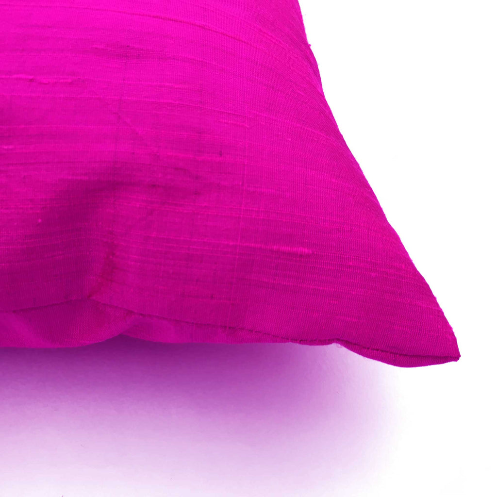 Hot Pink Raw Silk Pillow Cover