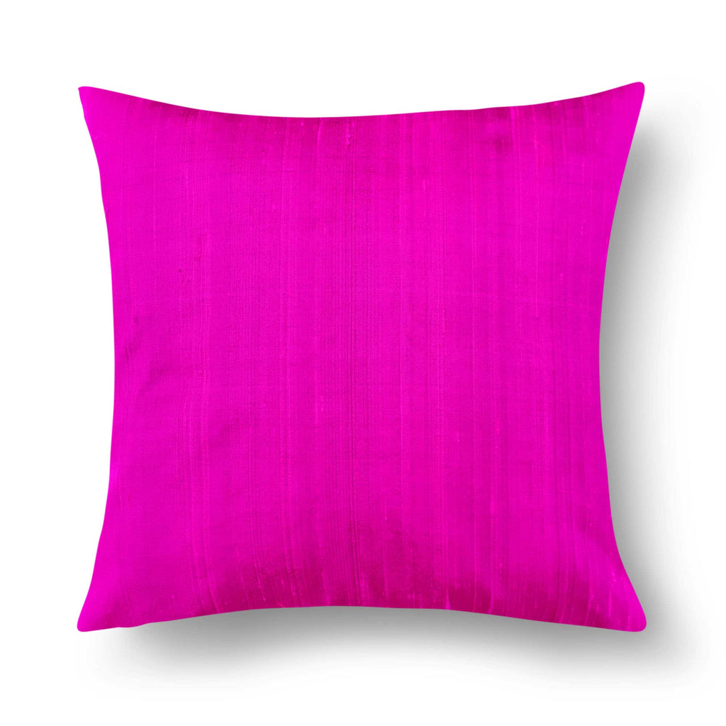 Hot Pink Raw Silk Pillow Cover